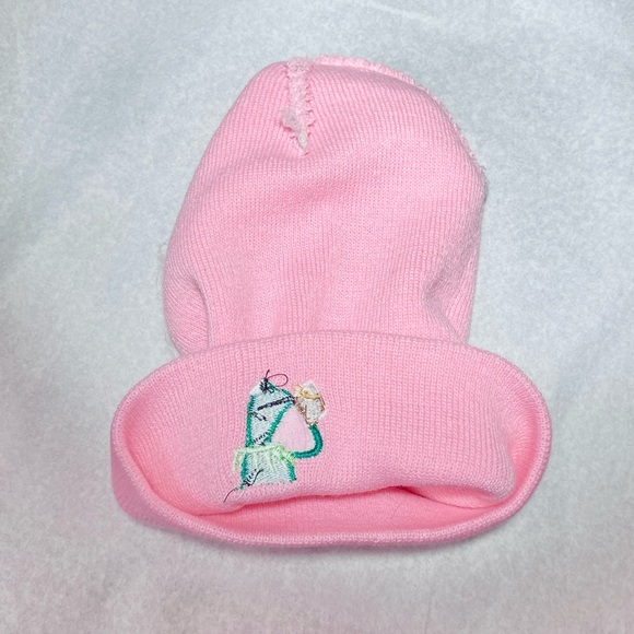 Kermit The Frog Sipping Tea Meme Beanie Pink Youth Size (Small) - Picture 5 of 6